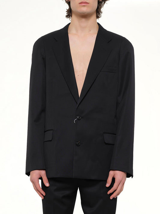 Image of Coats & Jackets. Product name - Compact Light Wool Blazer in Black colour by brand - MAISON MARGIELA