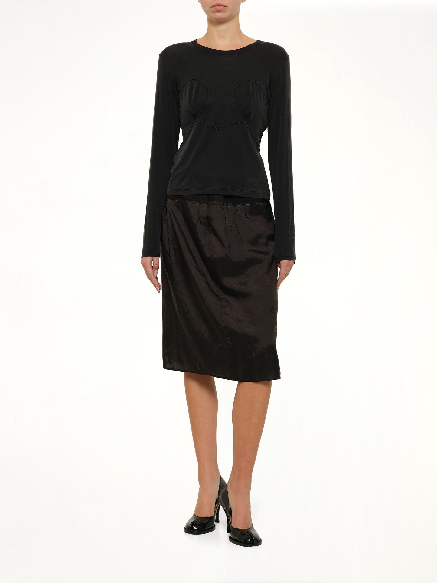 MAISON MARGIELA Cut-out Long Sleeve T-Shirt (Black)
