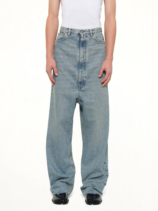 Image of Jeans. Product name - Dropped Crotch Jeans in Blue colour by brand - MAISON MARGIELA