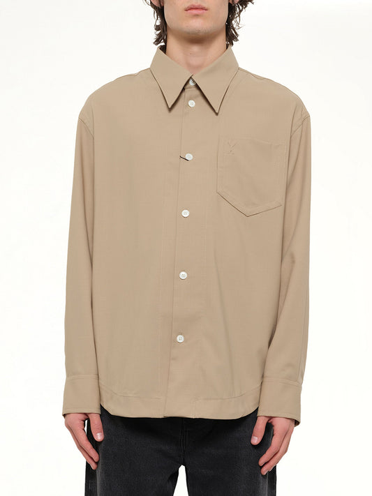 Image of Shirts. Product name - Embossed ADC Shirt in Beige colour by brand - AMI PARIS