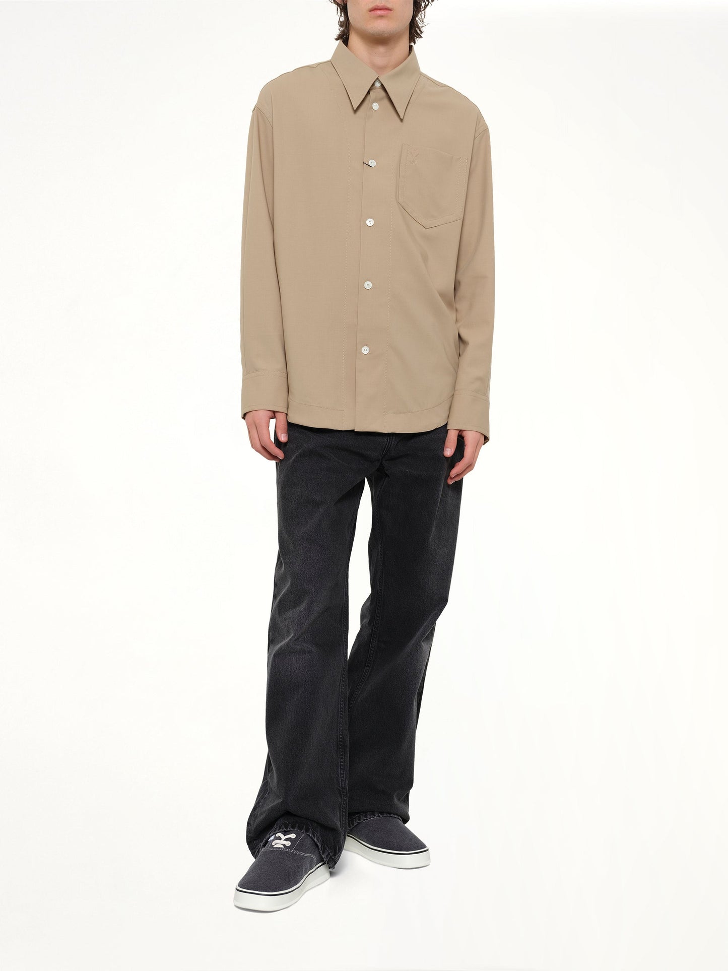 AMI PARIS Embossed ADC Shirt (Beige)