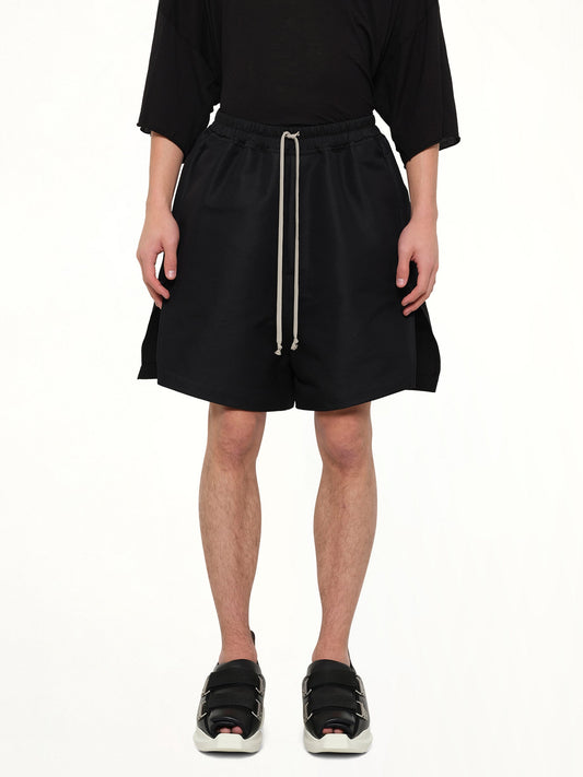 Image of a model wearing Shorts. Product name - Faun Boxers in Black colour by brand - RICK OWENS