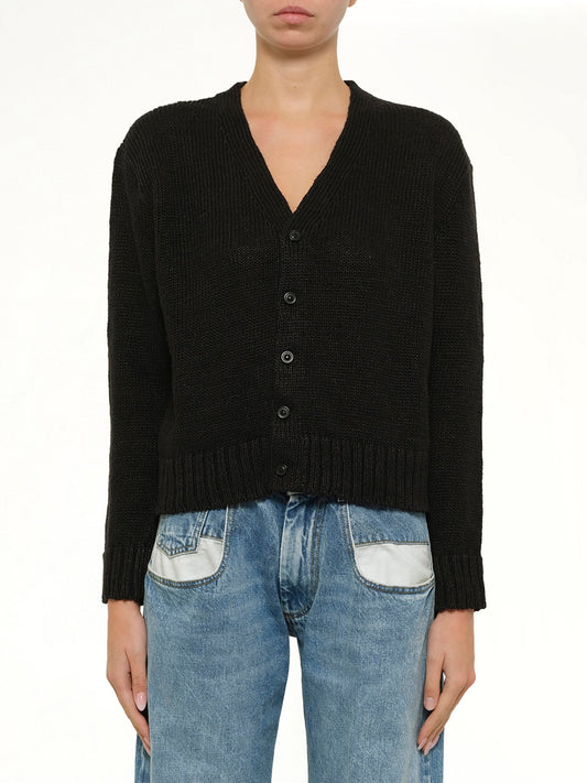 Image of Cardigans. Product name - Hemp Cardigan in Black colour by brand - MAISON MARGIELA