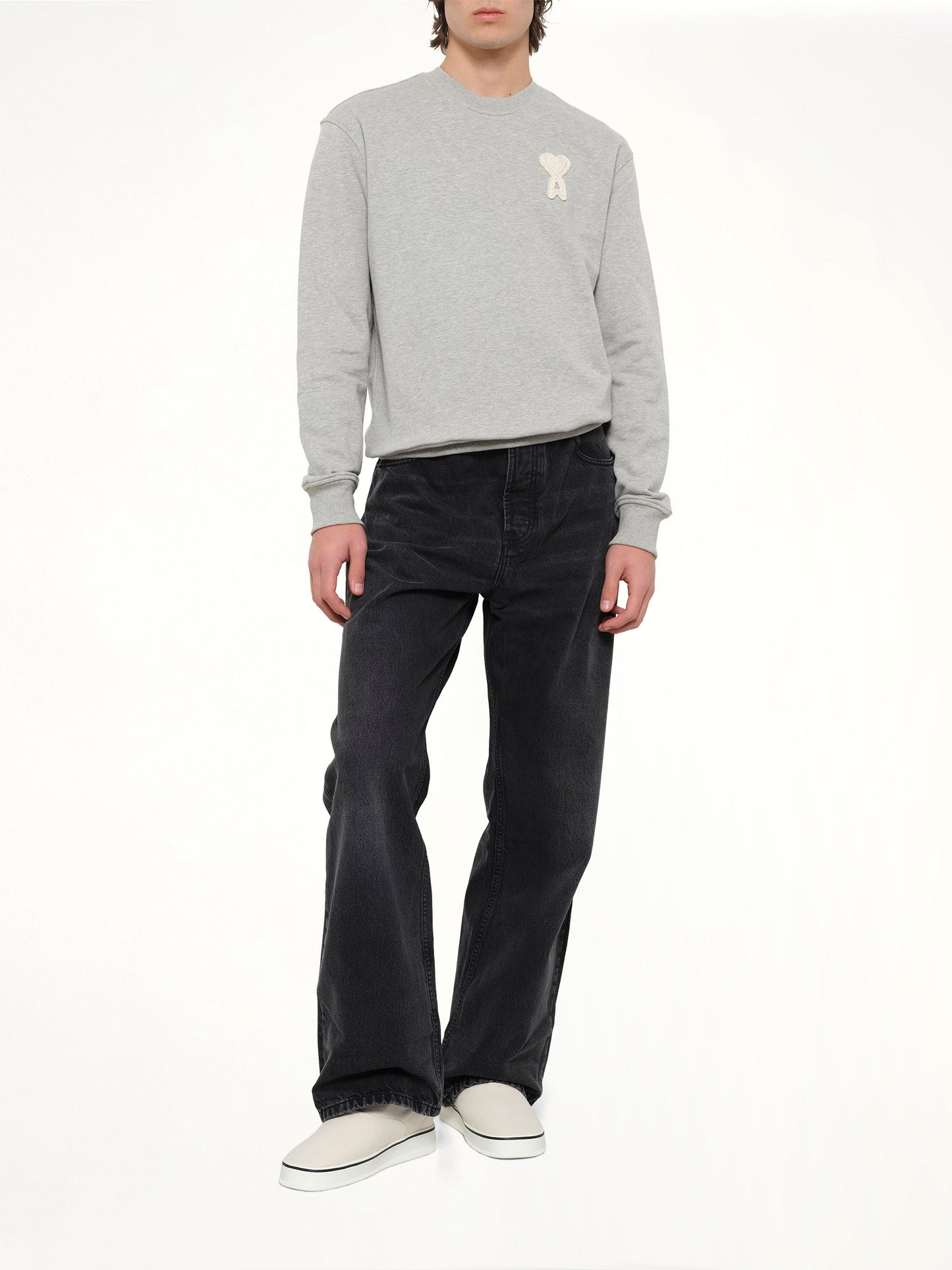 AMI PARIS Knitted ADC Sweatshirt (Grey)