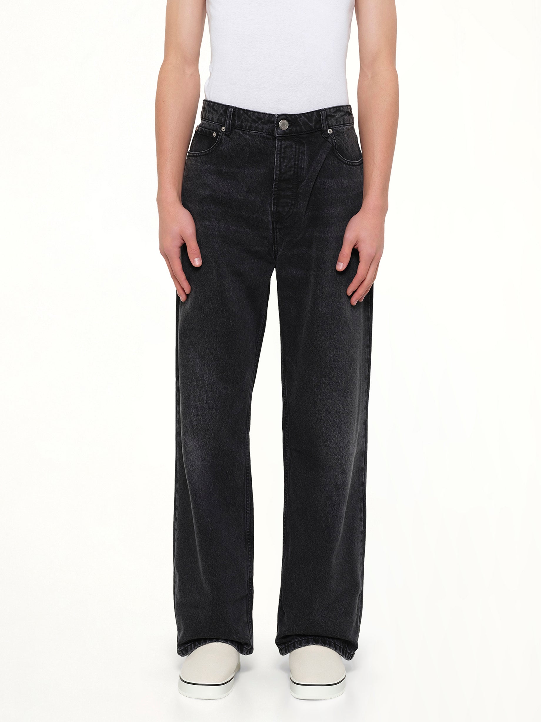 Image of Jeans. Product name - Large Fit Jeans in Black colour by brand - AMI PARIS