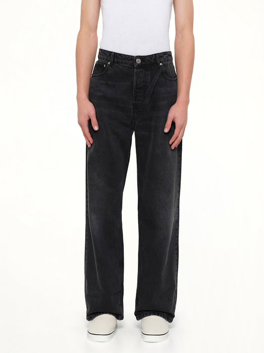 Image of Jeans. Product name - Large Fit Jeans in Black colour by brand - AMI PARIS