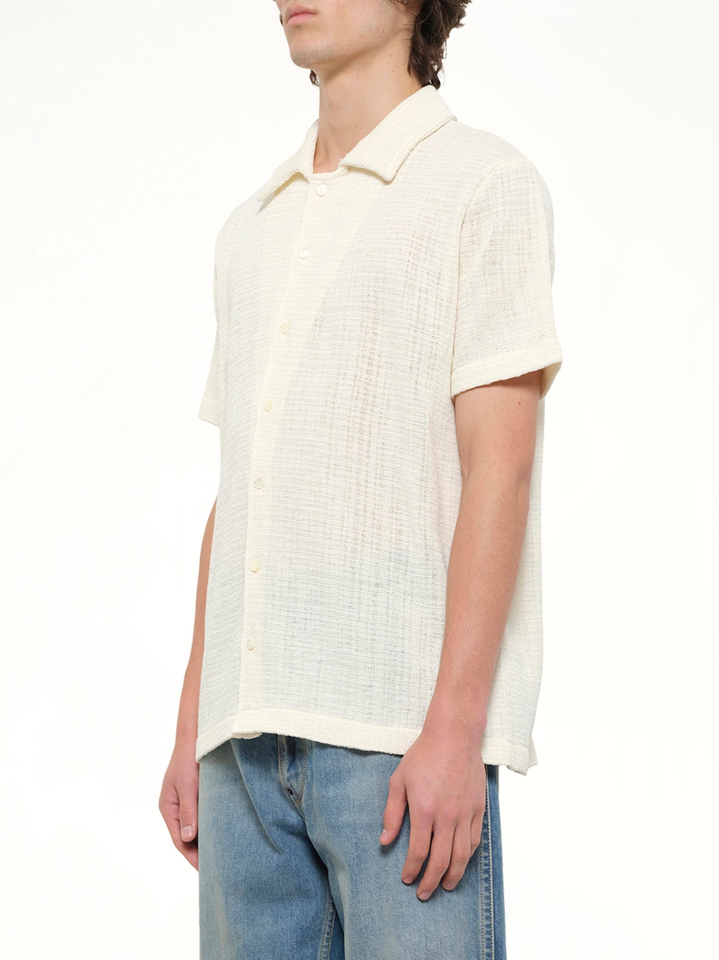 MAISON MARGIELA Linen Short Sleeve Shirt (White)