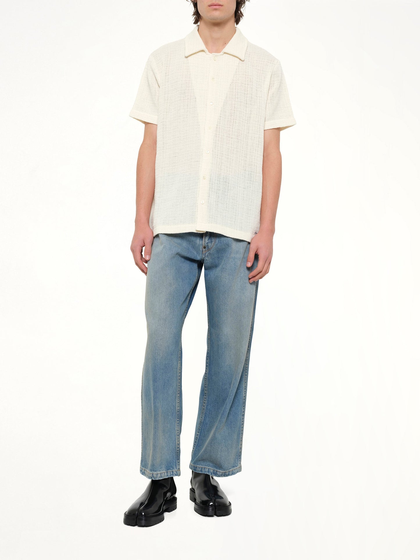 MAISON MARGIELA Linen Short Sleeve Shirt (White)