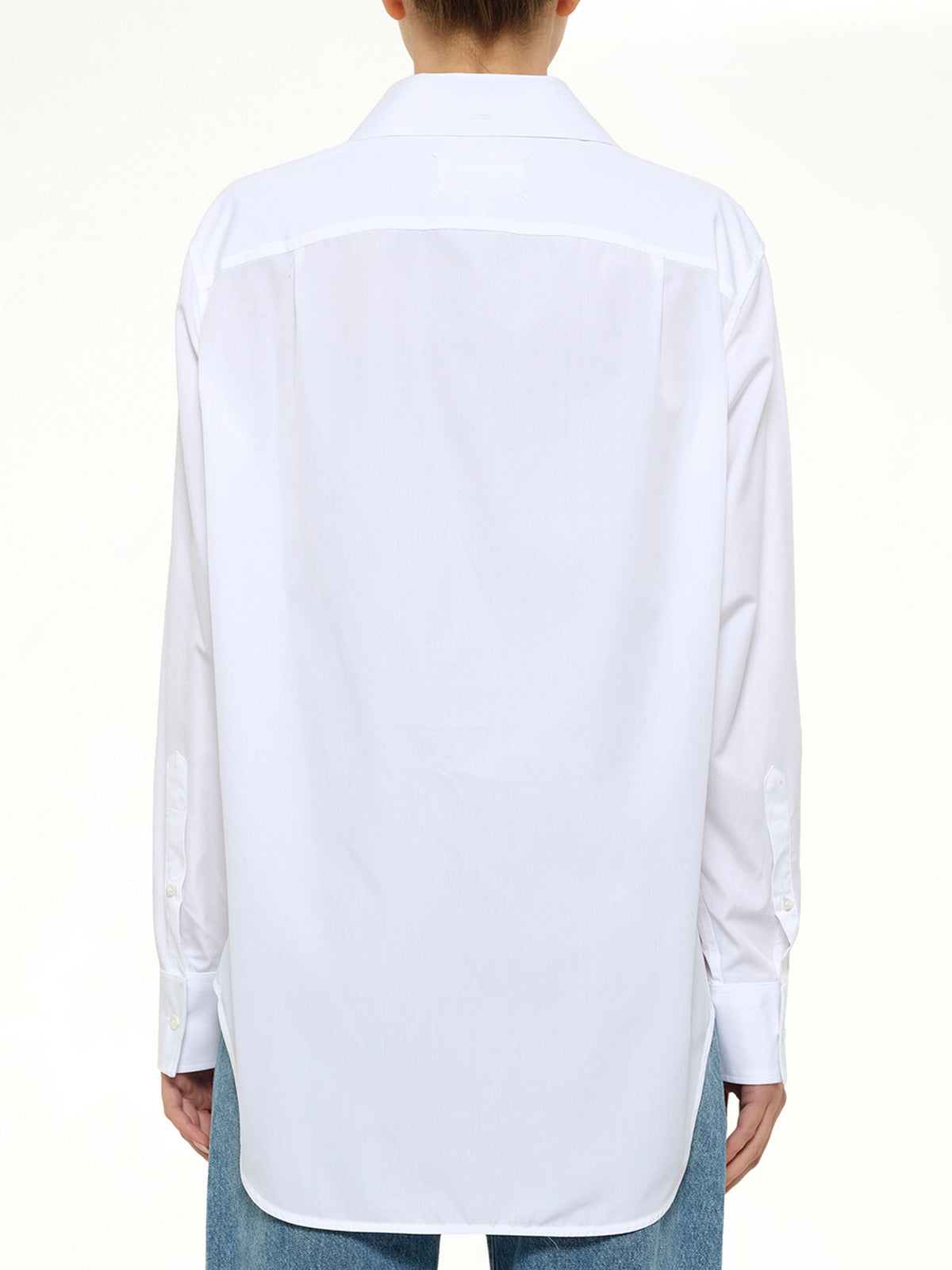 MAISON MARGIELA Open Neck Long Sleeve Shirt (White)