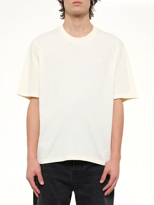Image of T-Shirts. Product name - Small Embossed ADC T-Shirt in Cream colour by brand - AMI PARIS