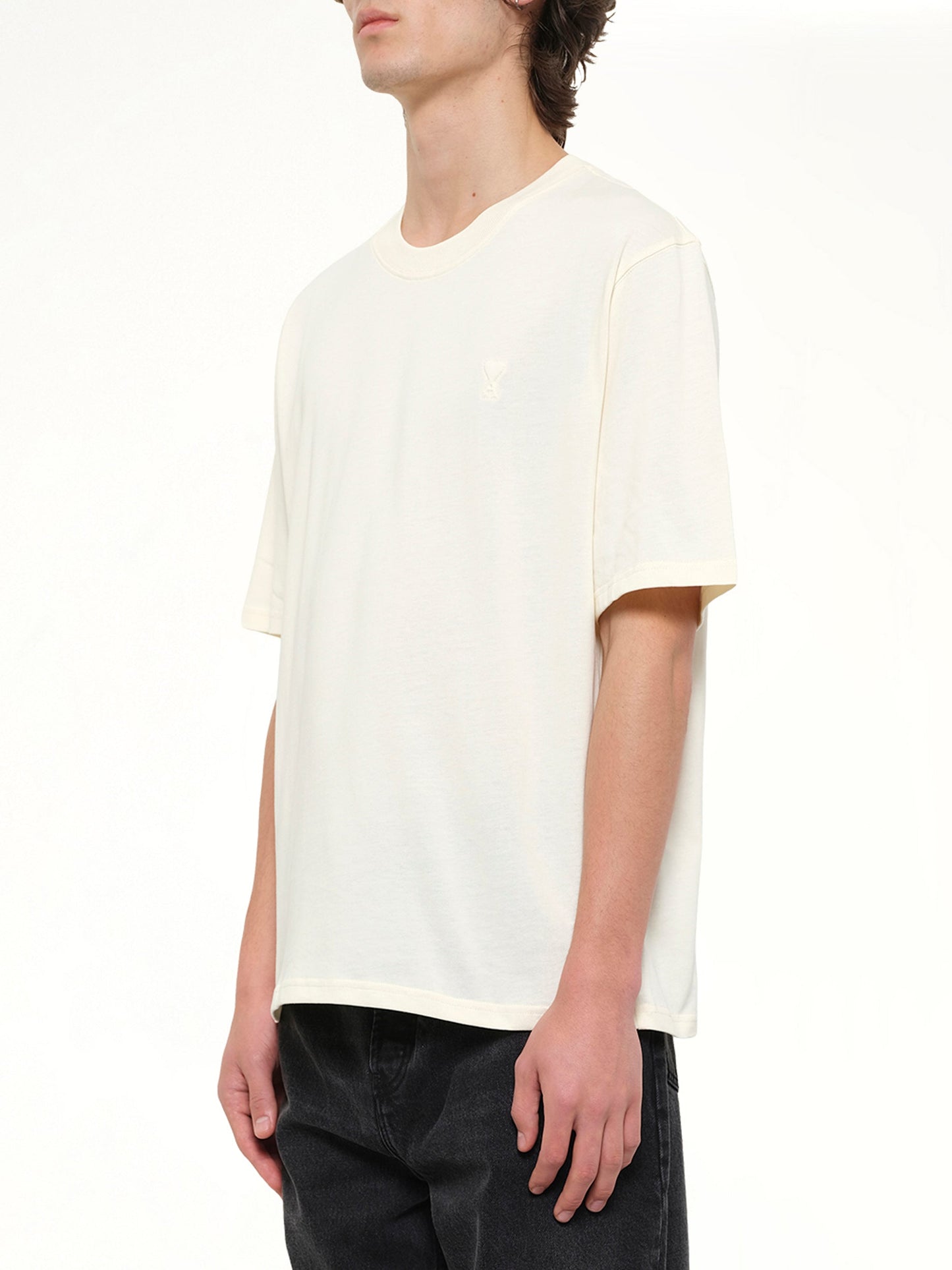 AMI PARIS Small Embossed ADC T-Shirt (Cream)