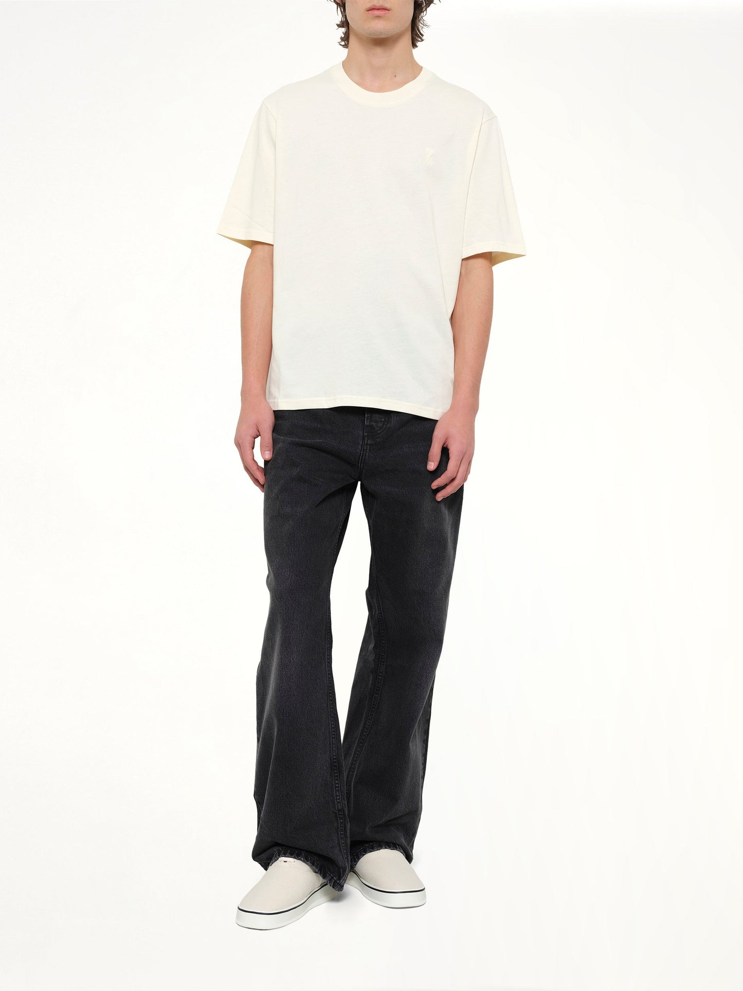 AMI PARIS Small Embossed ADC T-Shirt (Cream)