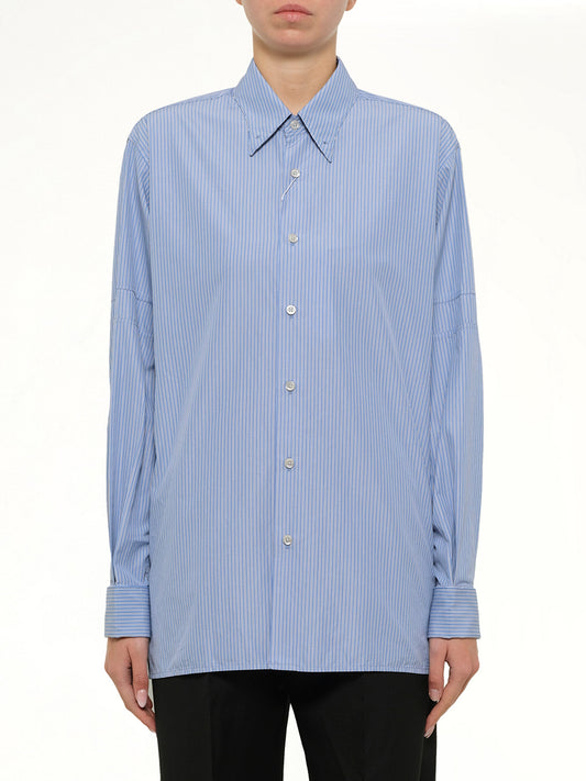 Image of Shirts. Product name - Stripe Shirt in Blue colour by brand - MAISON MARGIELA