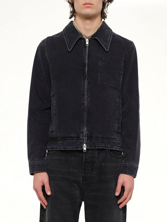 Image of Coats & Jackets. Product name - Tonal ADC Denim Jacket in Black colour by brand - AMI PARIS