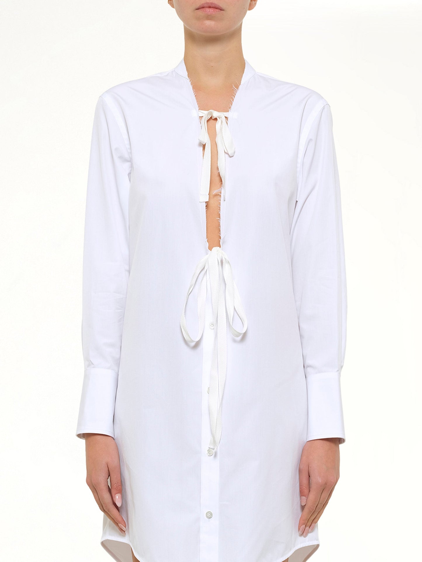 Image of Dresses. Product name - V Neck Midi Dress in White colour by brand - MAISON MARGIELA