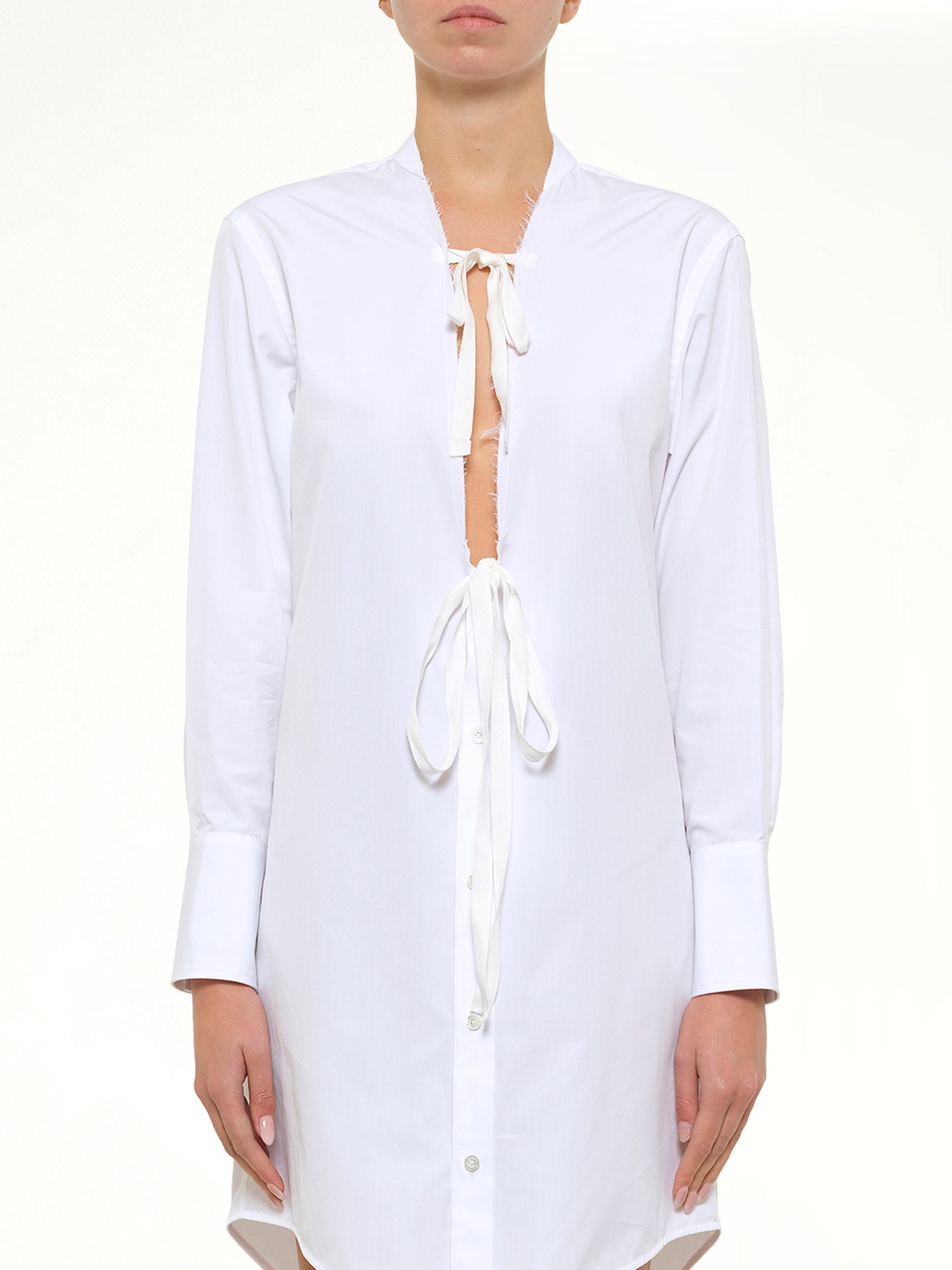 Image of Dresses. Product name - V Neck Midi Dress in White colour by brand - MAISON MARGIELA
