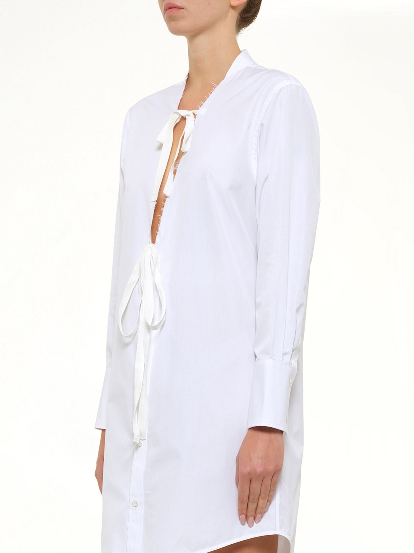 MAISON MARGIELA V Neck Midi Dress (White)