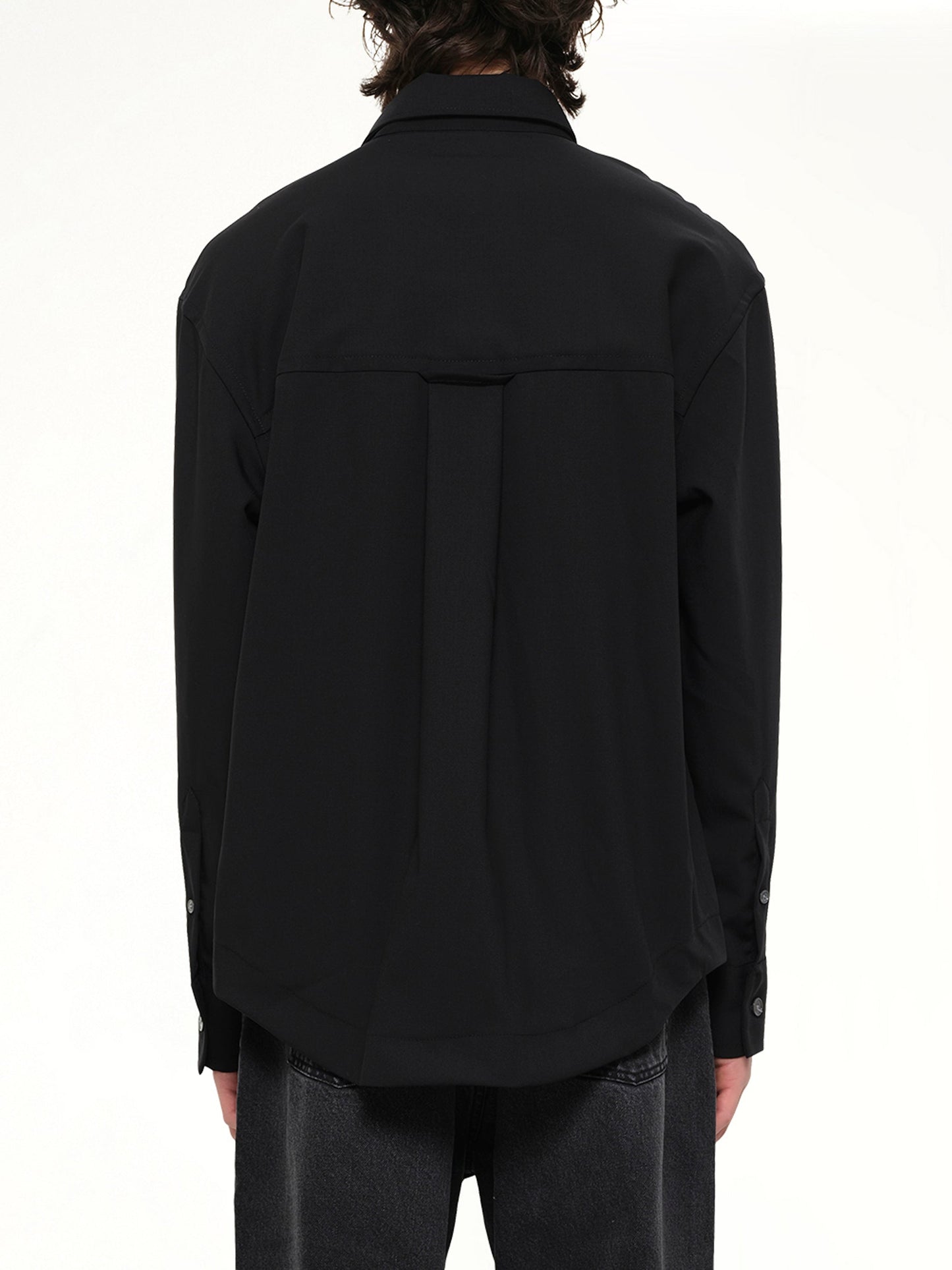 AMI PARIS Wool Garbadine Embossed ADC Shirt (Black)
