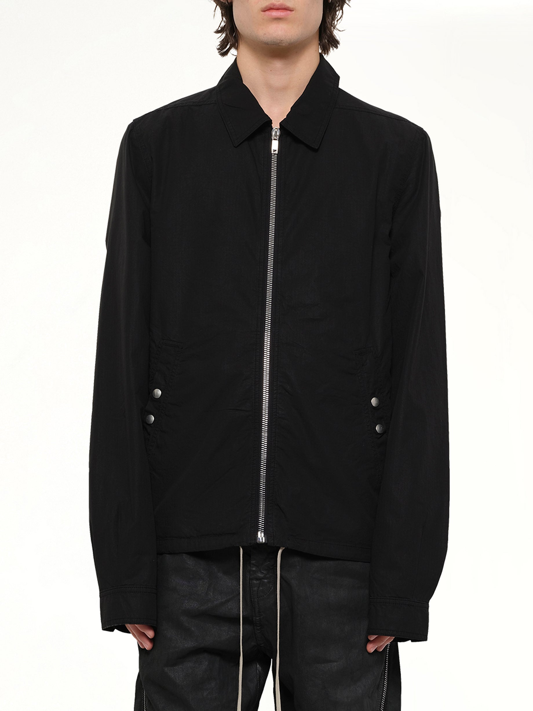 Image of Coats & Jackets. Product name - Zipfront Jacket in Black colour by brand - RICK OWENS DRKSHDW