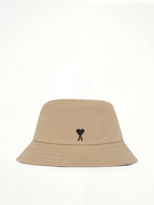 Image of Hats. Product name - Black Ami De Coeur Bucket Hat in Beige colour by brand - AMI PARIS