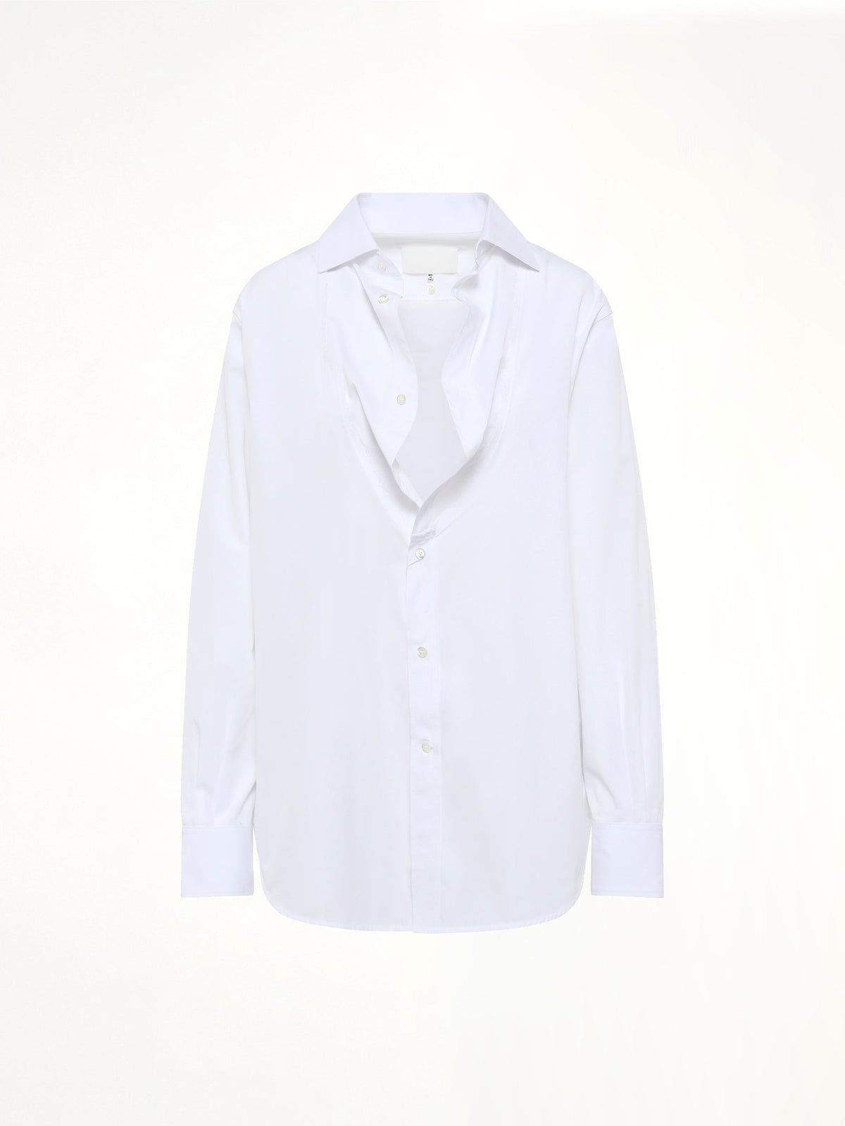 MAISON MARGIELA Open Neck Long Sleeve Shirt (White)