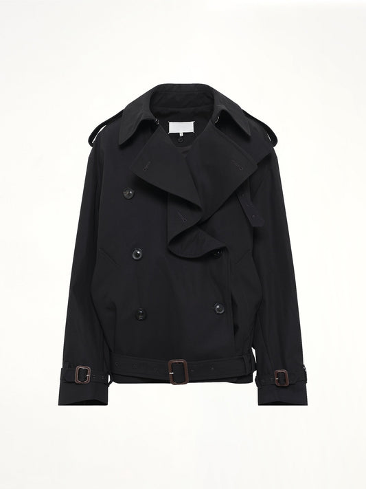 MAISON MARGIELA Open Neck Trench Jacket (Black)