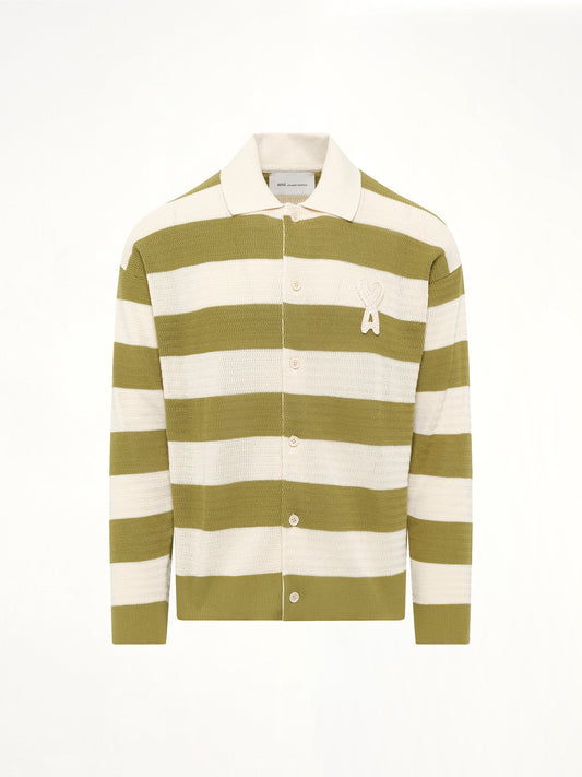 AMI PARIS Shirt Collar Cardigan with ADC (Green)