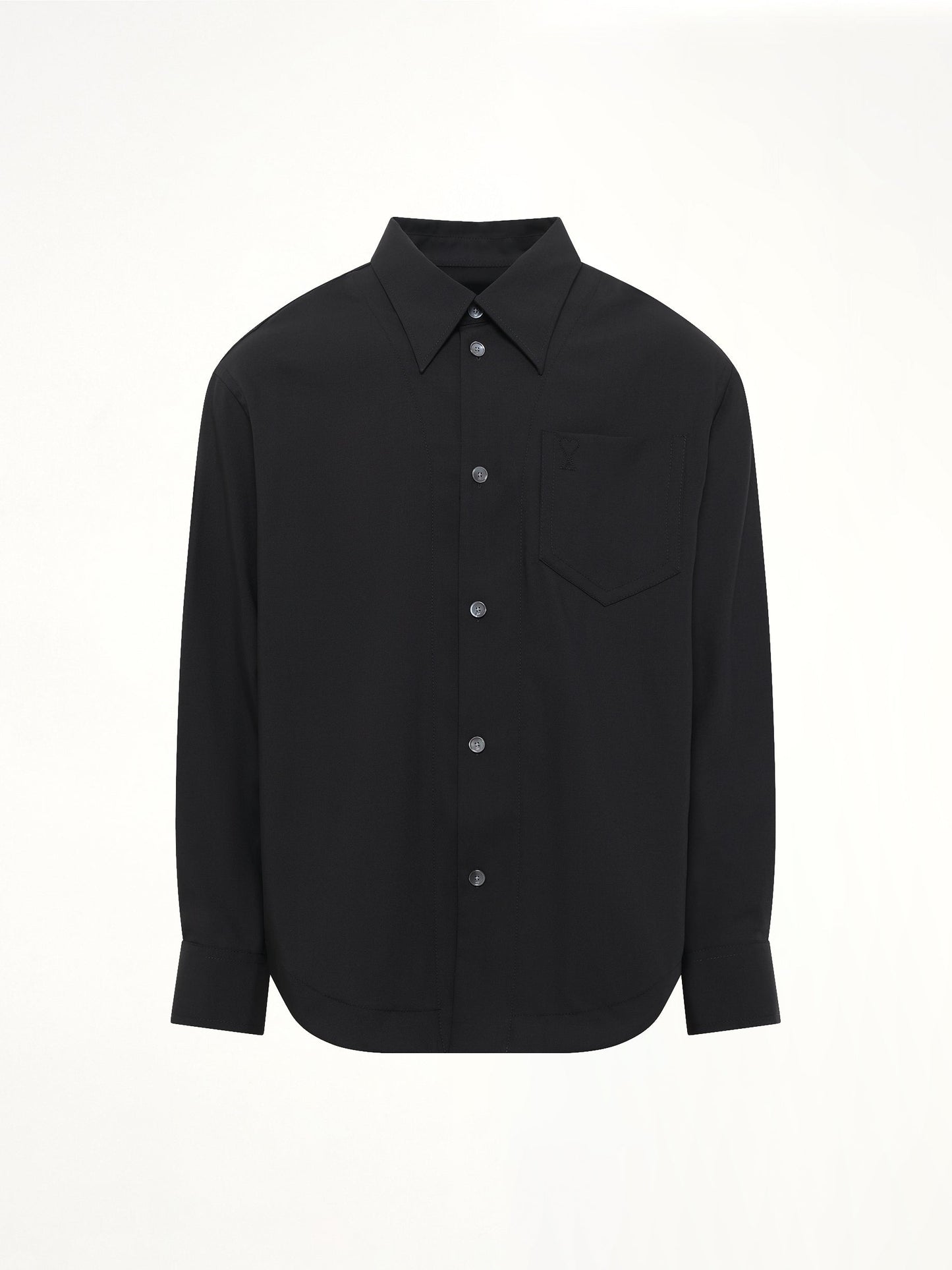 AMI PARIS Wool Garbadine Embossed ADC Shirt (Black)