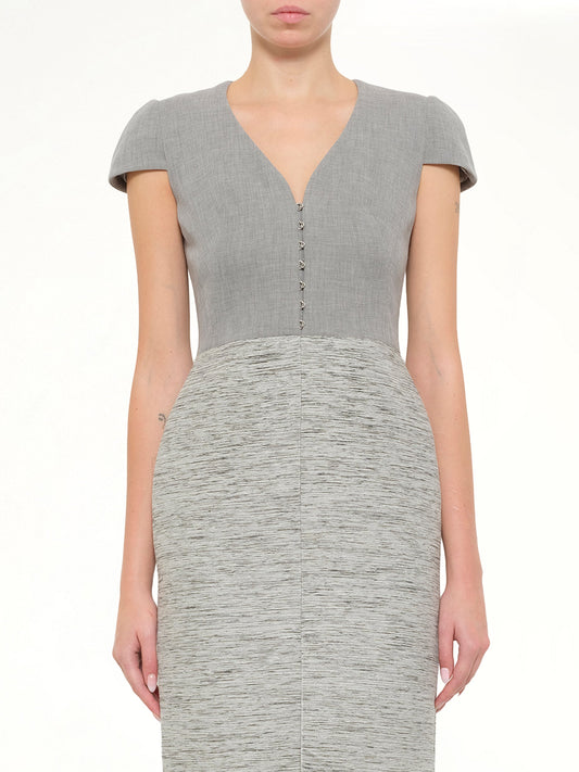 Image of Dresses. Product name - Alexander McQueen Silver Pencil Dress in Silver colour by brand - ALEXANDER MCQUEEN