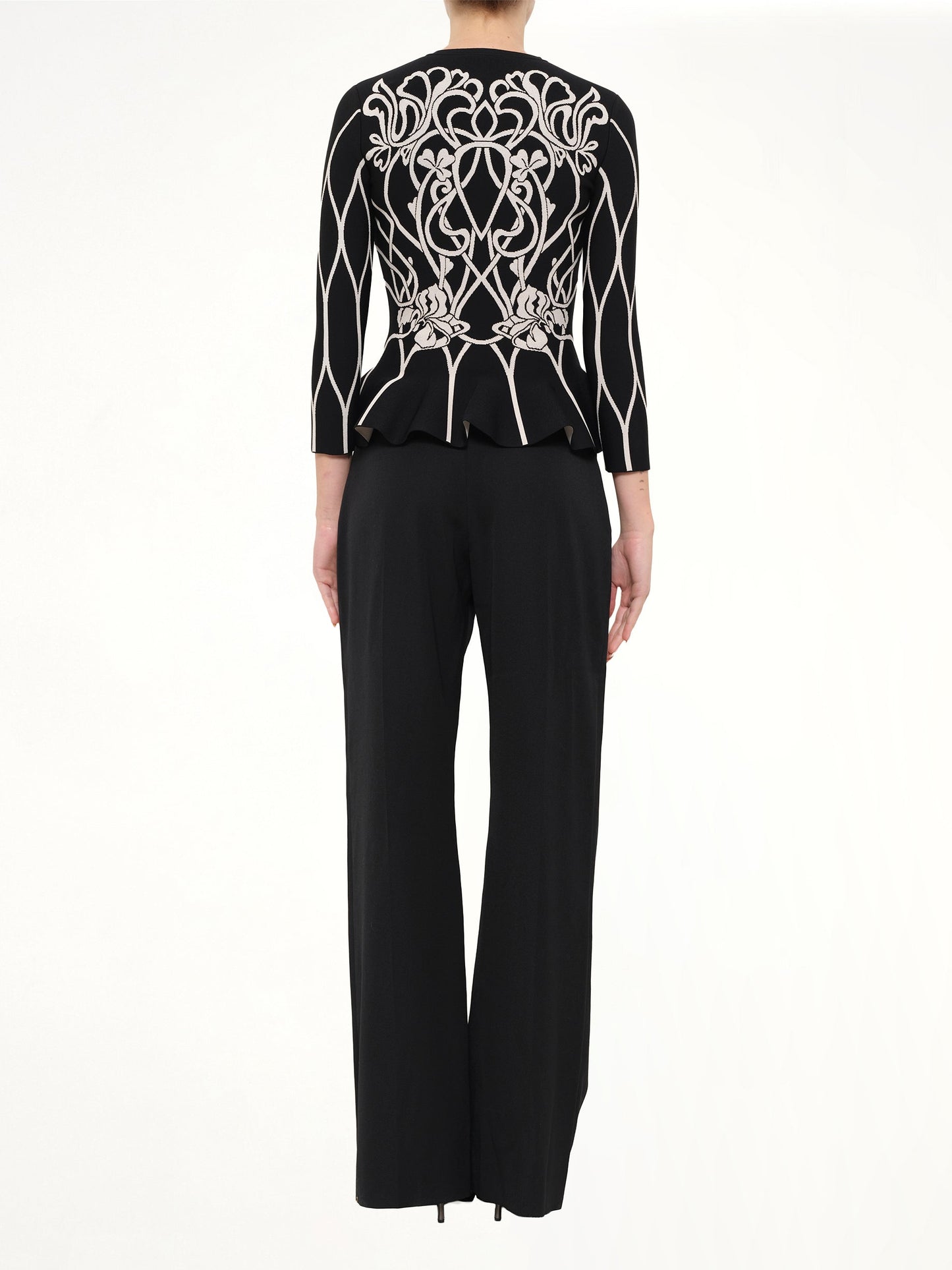 ALEXANDER MCQUEEN Embroidered Ruffle Cardigan (Black)