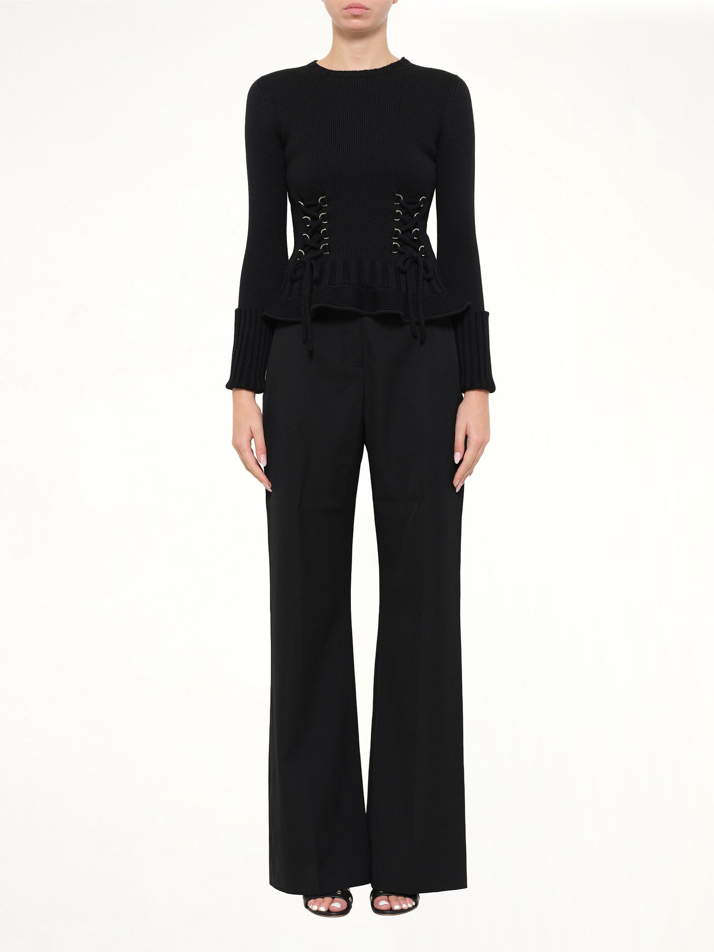 ALEXANDER MCQUEEN Lace Up Pullover (Black)