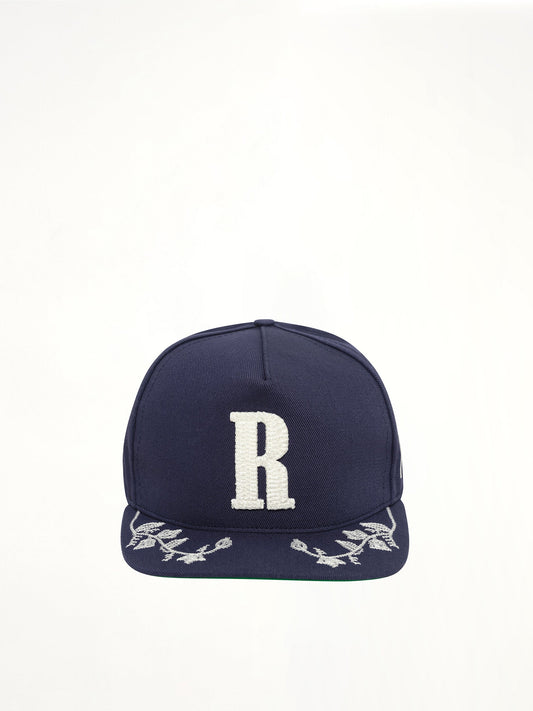 Image of Hats. Product name - Grapevine R-Crown Fitted Hat in Navy colour by brand - RHUDE