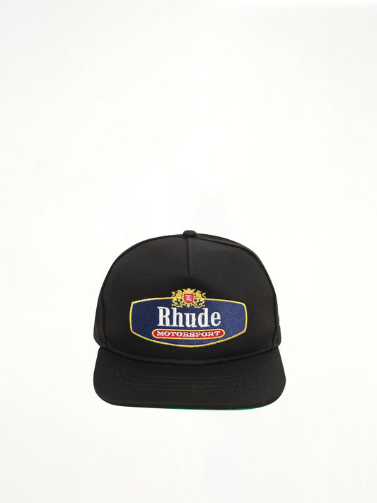 Image of Hats. Product name - Racing Crest Hat in Black colour by brand - RHUDE