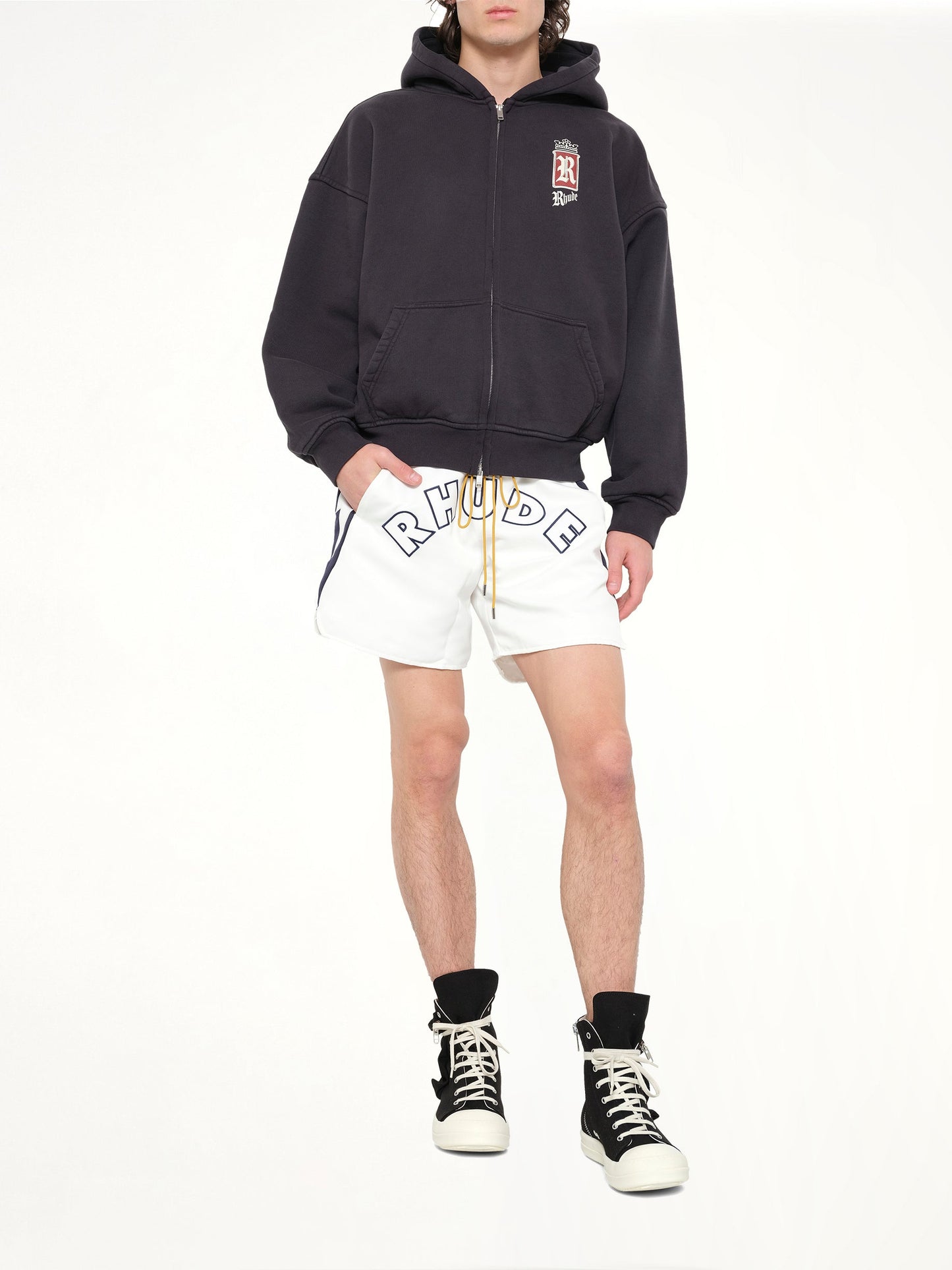 RHUDE Logo Lightning Shorts (White)
