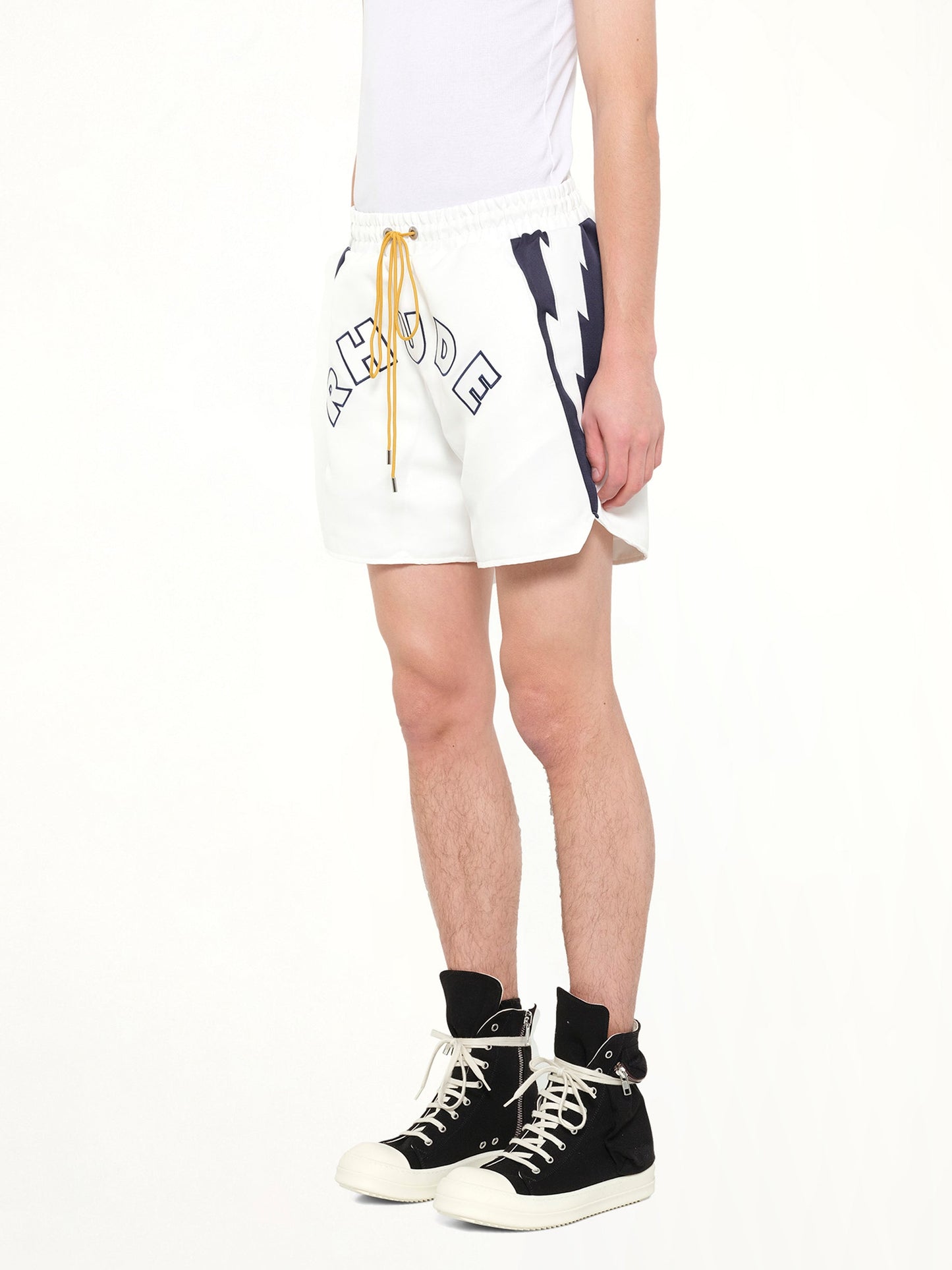 RHUDE Logo Lightning Shorts (White)