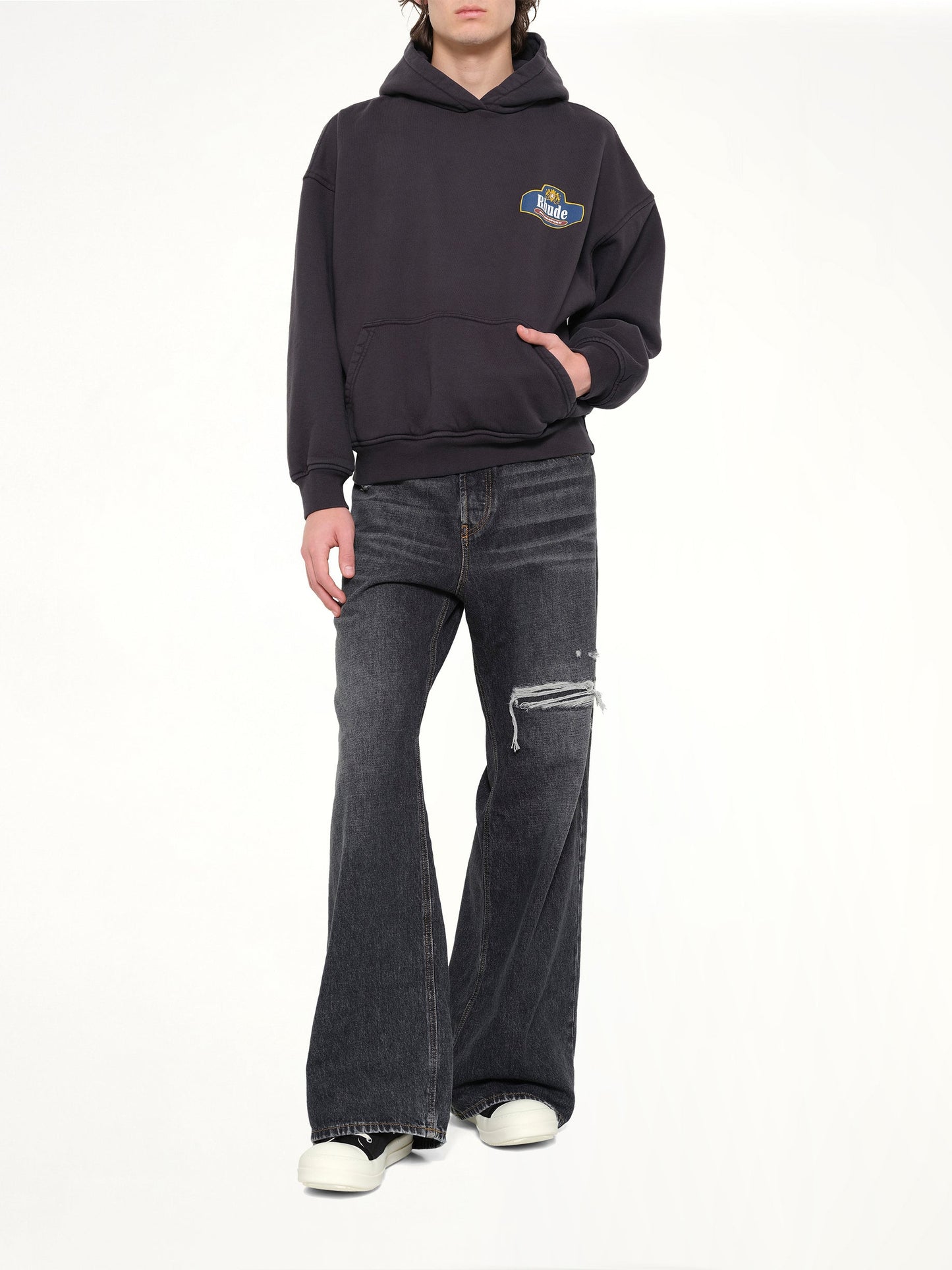 RHUDE Racing Crest Hoodie (Black)