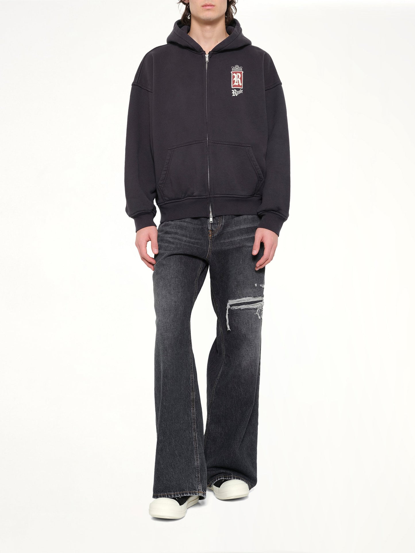Rhude Fumar 91 Zip-Up Hoodie (Black)