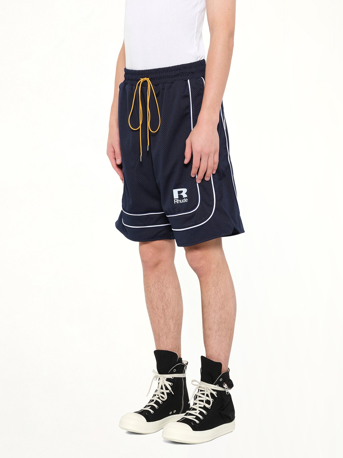 Rhude Mesh Piping Baggy Track Short (Navy)