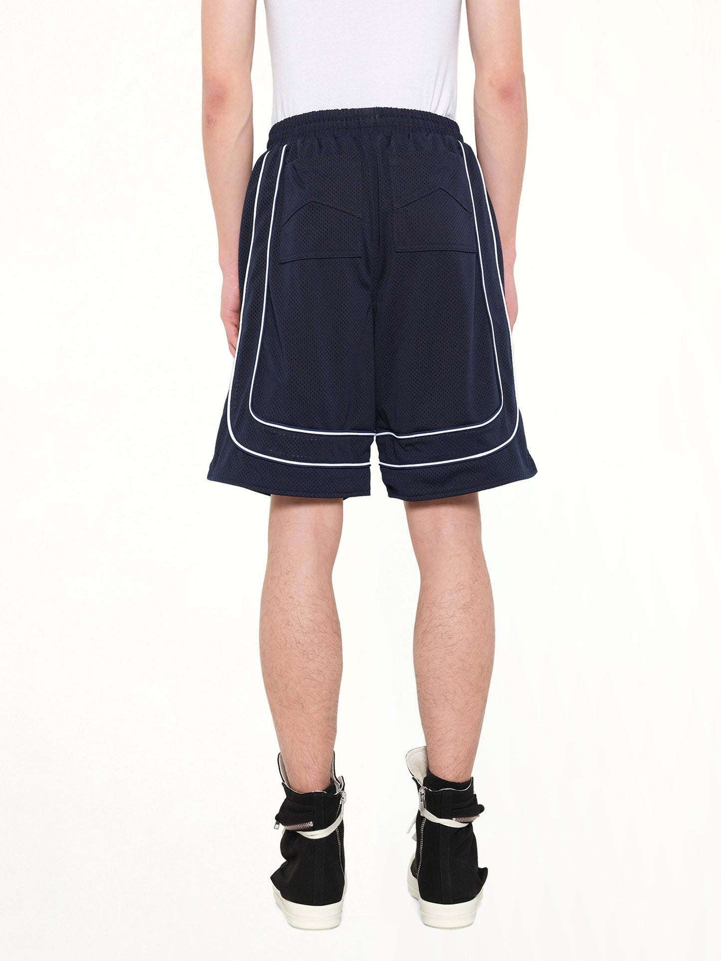 Rhude Mesh Piping Baggy Track Short (Navy)
