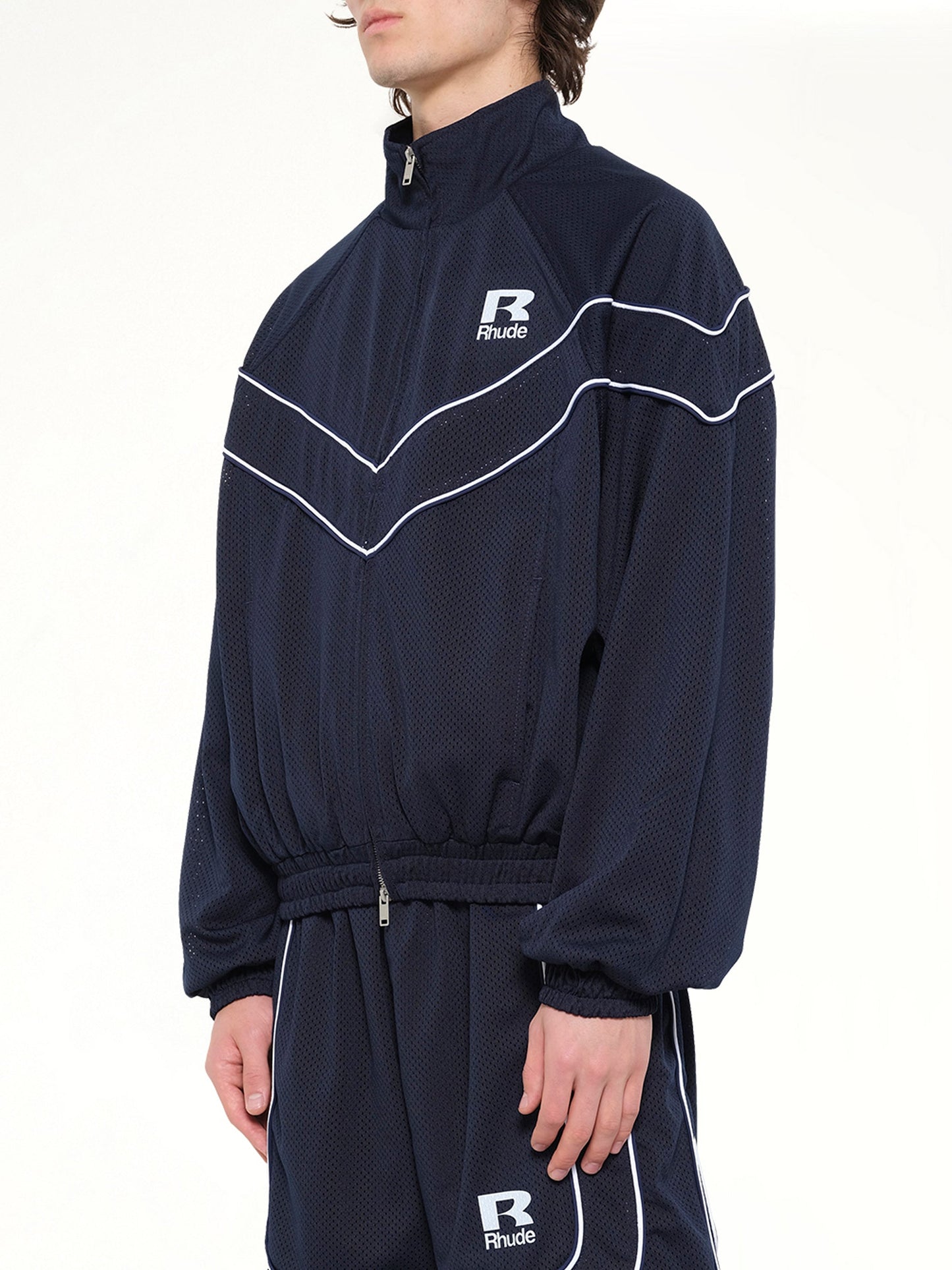 Rhude Mesh Piping Raglan Track Jacket (Navy)