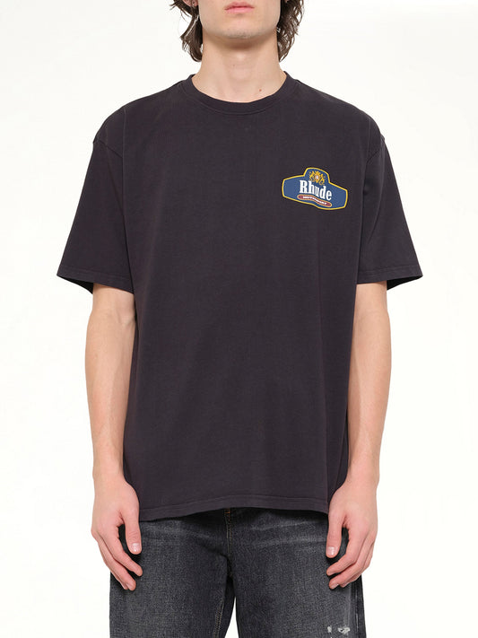 Image of T-Shirts. Product name - Rhude Racing Crest T-Shirt in Black colour by brand - RHUDE