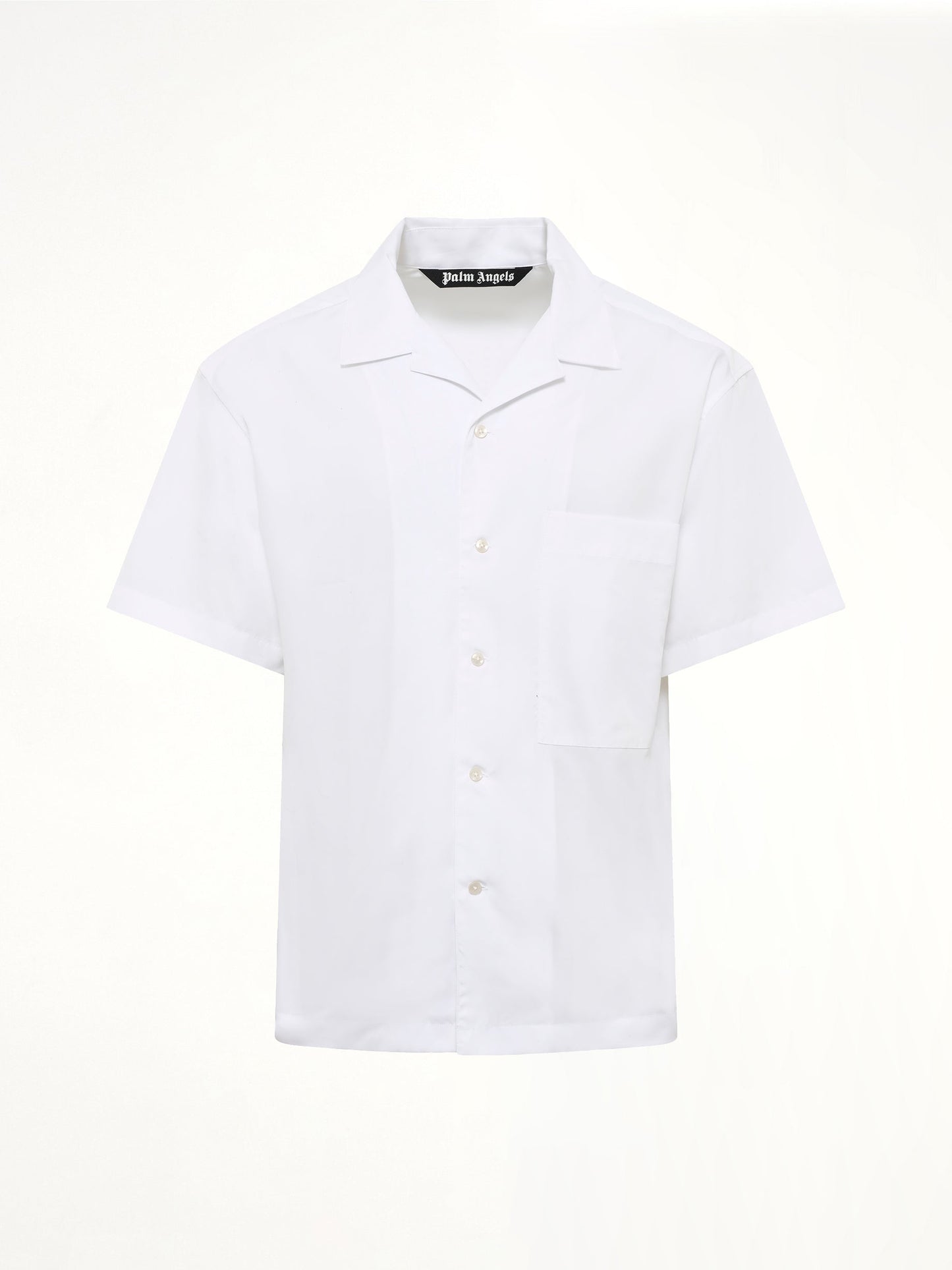 PALM ANGELS B Curved Logo Bowling Shirt (White)