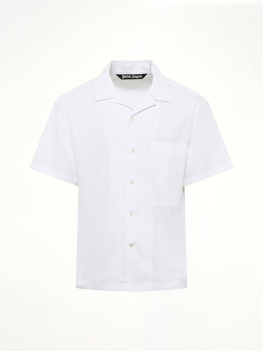 PALM ANGELS B Curved Logo Bowling Shirt (White)