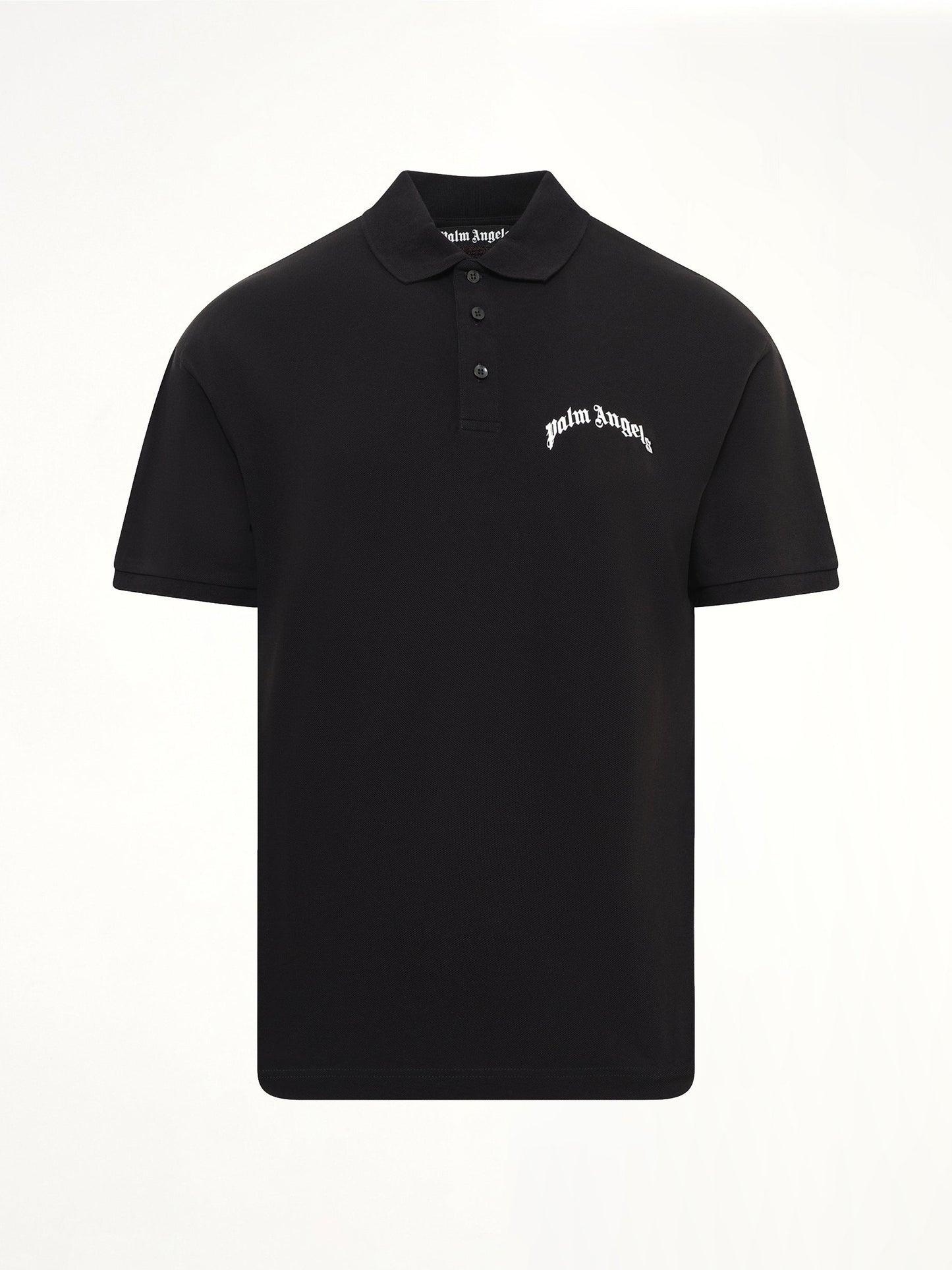 PALM ANGELS Back Curved Logo Polo S/S (Black)