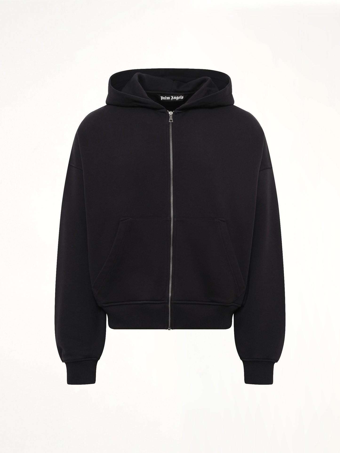 PALM ANGELS Back Curved Logo Zip Hoodie (Black)