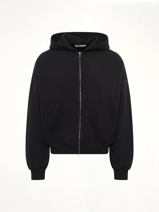 PALM ANGELS Back Curved Logo Zip Hoodie (Black)