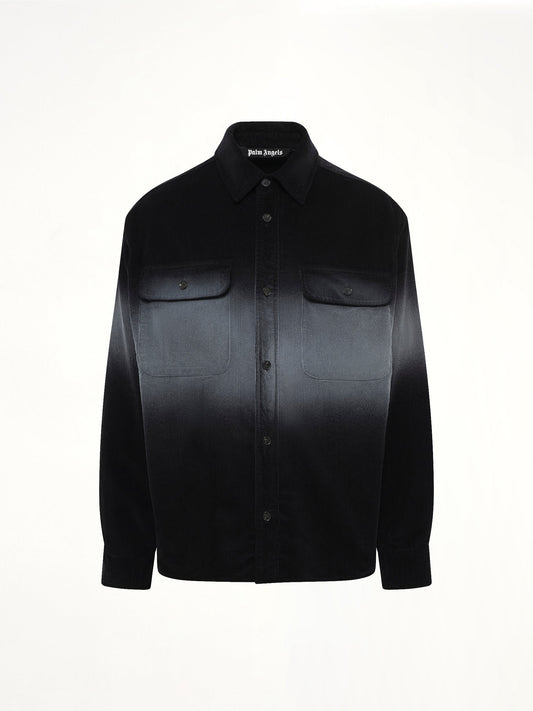 PALM ANGELS Faded Effect Classic Logo Loose Overshirt (Black)