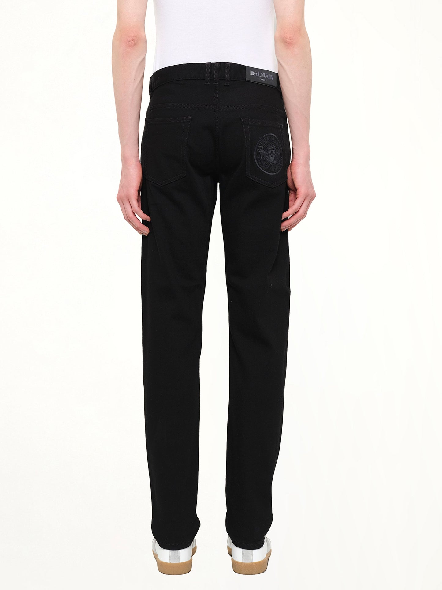 BALMAIN Crest Logo Straight Jeans (Black)