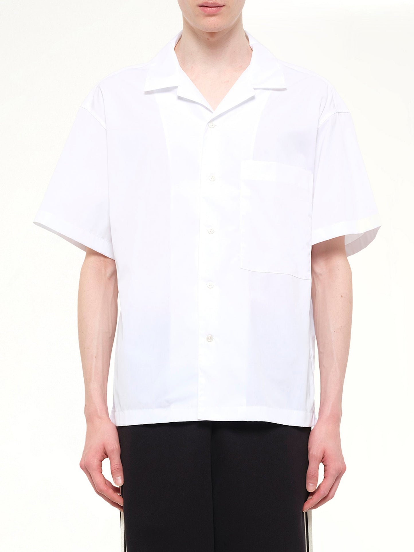 Image of Shirts. Product name - B Curved Logo Bowling Shirt in White colour by brand - PALM ANGELS