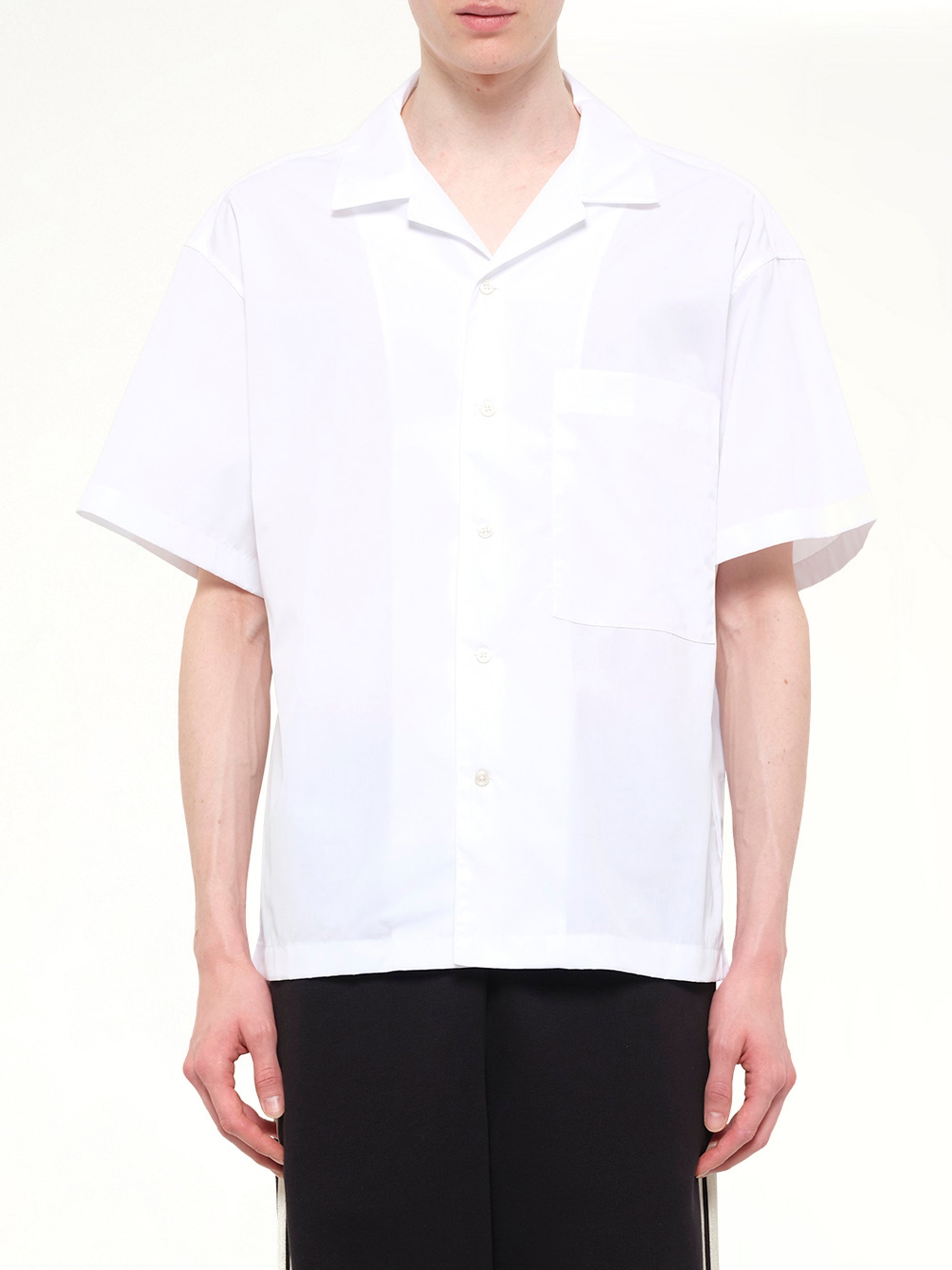 Image of Shirts. Product name - B Curved Logo Bowling Shirt in White colour by brand - PALM ANGELS